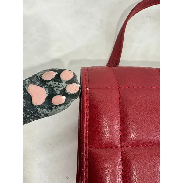 Steve Madden Red Quilted Faux‎ Leather Crossbody Wallet Bag Gold Hardware - Image 4