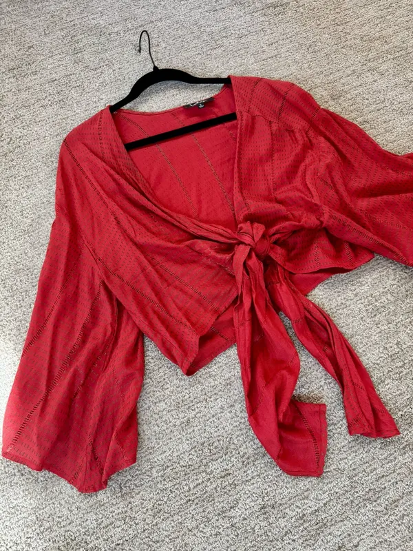 Lulus Rust Red Tie-Front Top - Image 5
