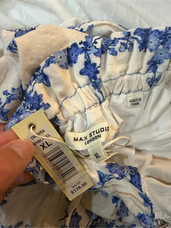Max Studio NWT Blue Floral Boho Maxi Dress XL Built In Shelf Bra - Image 5