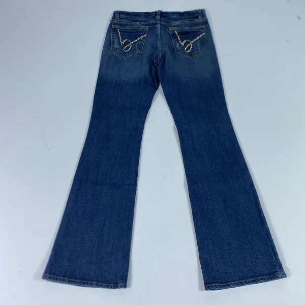 Bebe Women's Denim Jeans 27x31 Beaded Medium Sequin Bejeweled Bootcut Rhinestone - Image 5