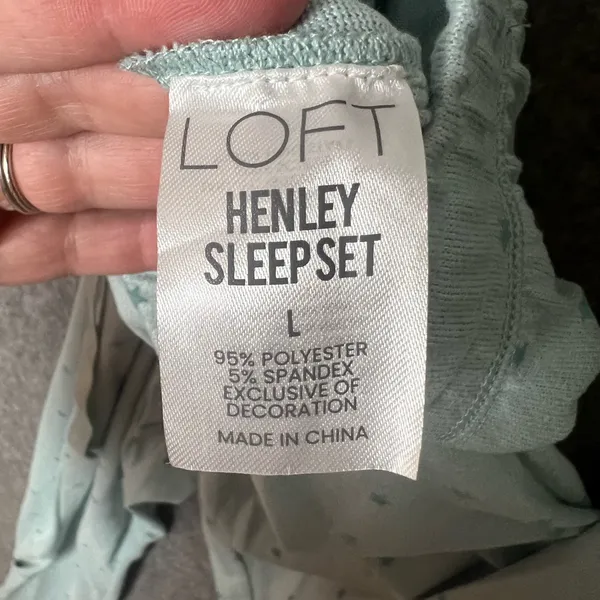 LOFT Sleep Woman’s Large Mint Green‎ Dot Long-Sleeve Pajama Set New - Image 3
