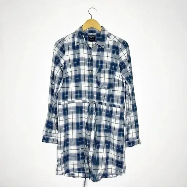 Abercrombie & Fitch Dress Plaid Button Down Shirt Dress Western Size Small - Image 4
