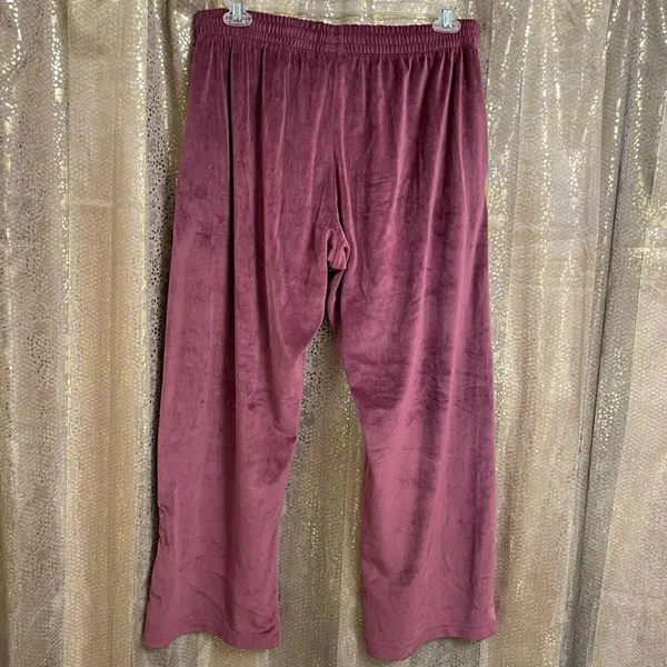 Victoria's Secret Pink Velvet Velour Maroon Heritage Sweatpants Soft Pant XL - Image 2
