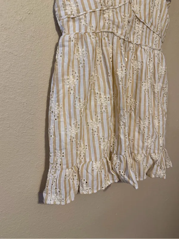 Lulus Sunny Crush Beige and Ivory Striped‎ Embroidered Mini Dress Size XL NWT - Image 4