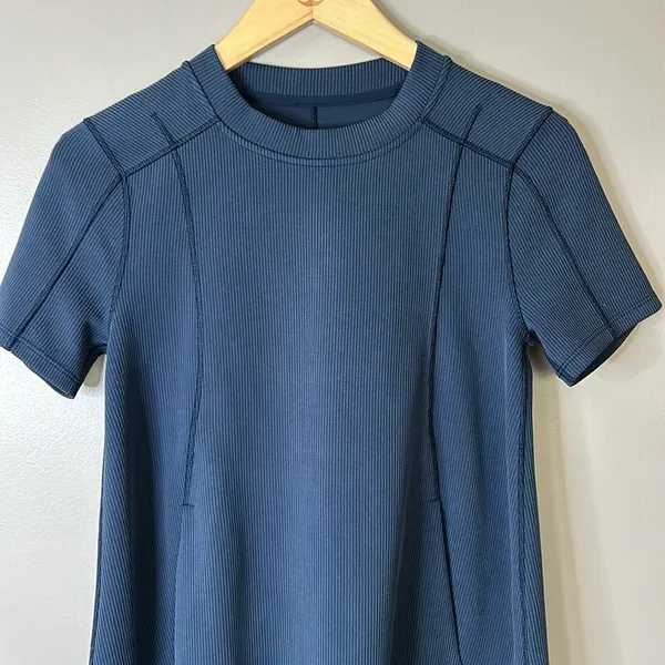 Lululemon Ribbed Softstreme T-Shirt Dress True Navy Blue Size 0 Relaxed/Oversize - Image 3
