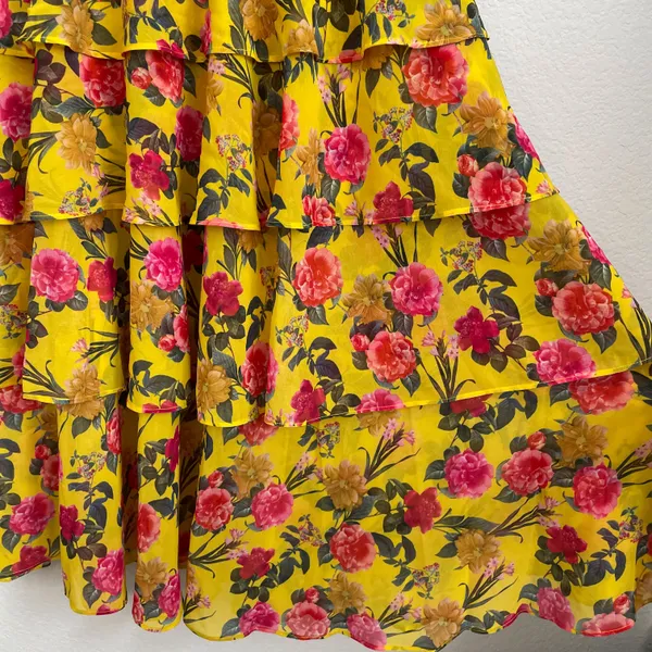Lovers + Friends revolve Dipinto Oro Yellow Floral Ruffle Maxi Dress - Image 9