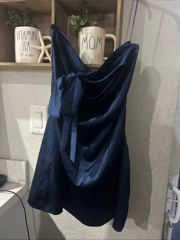 Princess Polly Navy Satin Slip Dress - Image 3