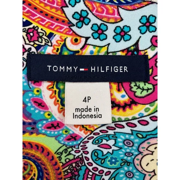 Tommy Hilfiger Petite 4P Multicolor Paisley Bell Sleeve Shift Dress Boho - Image 4