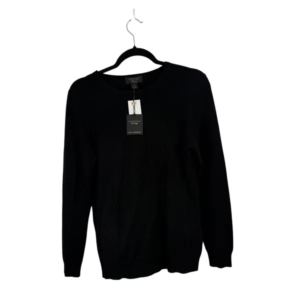 Charter Club Luxury 100% Cashmere Black Crew Sweater Capsole FLAW Womens Medium - Image 2