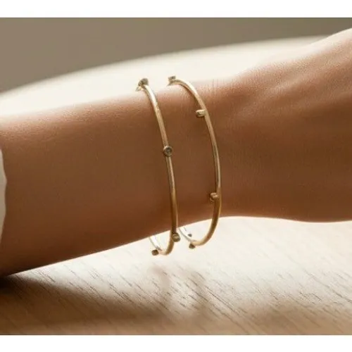 Kendra‎ Scott Gold Tone Crystal Bangle Stacker Bracelet Jewelry Dainty Sparkling - Image 4