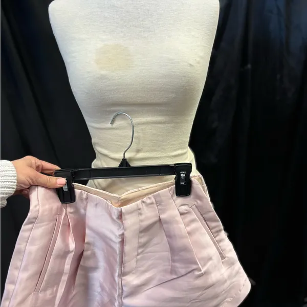 Banana Republic Pale Pink Satin High Waisted Pleated Shorts with Pockets and Side Zipper - Image 10