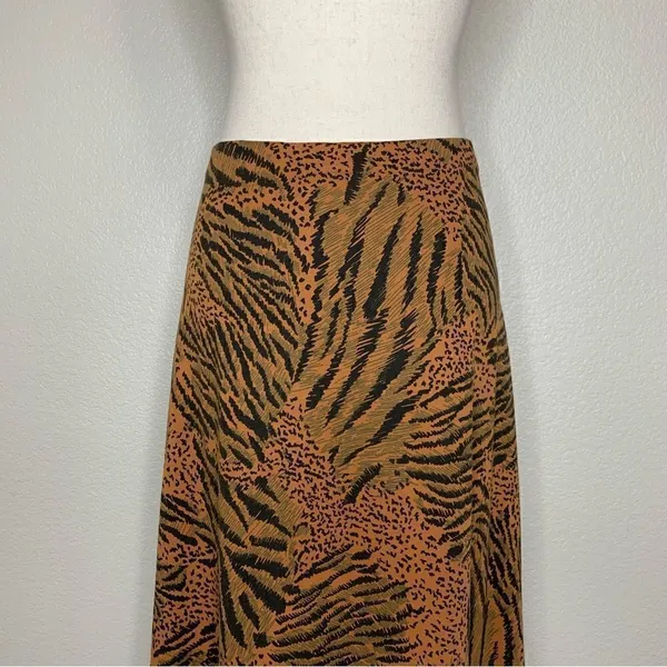 Silver Threads Vintage Animal Print Stretchy Knit Pull On Midi Skirt, Sz Medium - Image 2