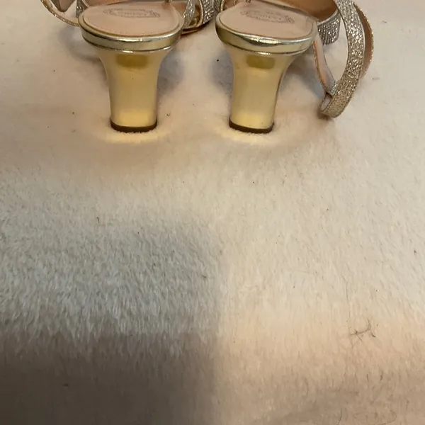 Gold Rhinestone Strappy Slingback Heels Size 9 - Image 5
