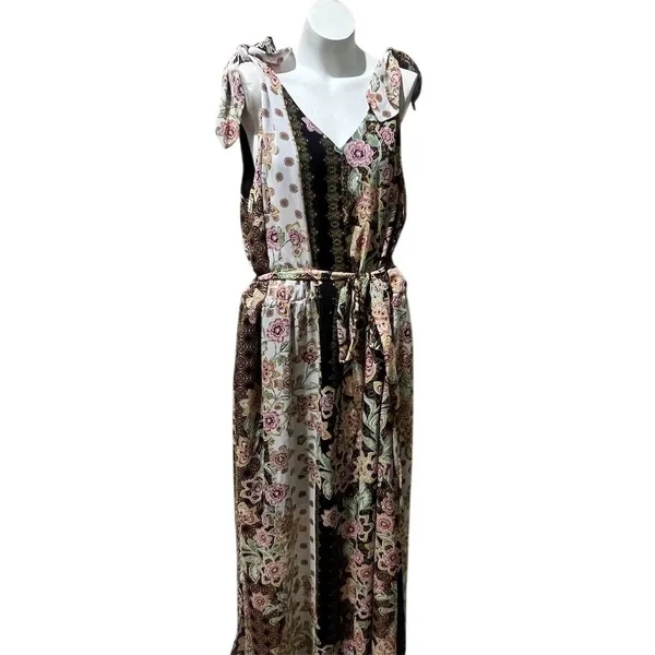 Lane Bryant Plus Size 28 Floral Chiffon Maxi Dress Sleeveless V-Neck - Image 4