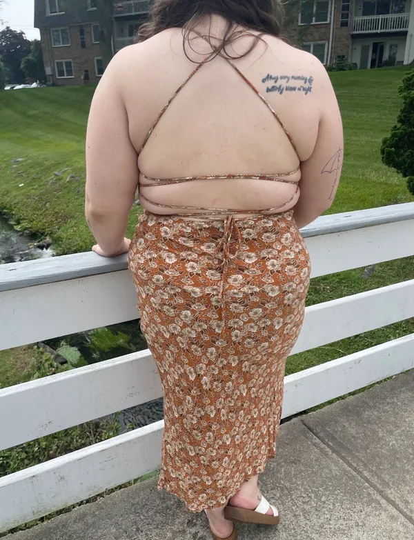 Windsor Open back orange floral midi - Image 3