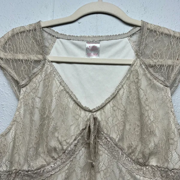 No Boundaries Girls Babydoll Lace Top Womens XS Fairy Grunge Boho Y2K Dainty - Image 4