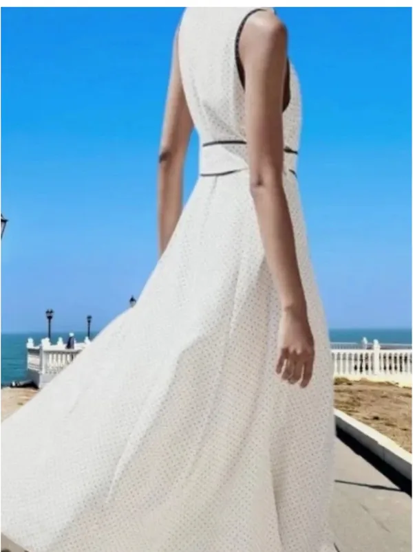 ZARA Cream Maxi Shirt Dress with Black Contrast Trim - Image 7