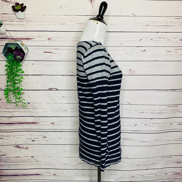 J. Crew Navy Blue & Gray Stripe Painter Tee Long Sleeve T-Shirt Top Size Small - Image 5