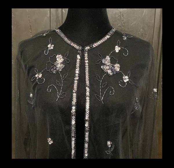 Vintage Mesh longsleeves blk jacket with sequence - Image 4
