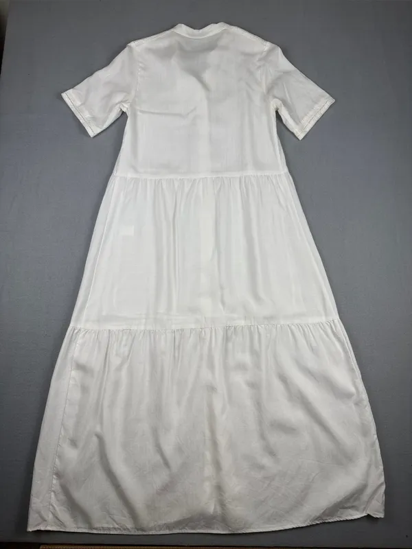 HUNTER BELL White Tiered Button-Front Maxi Dress (FLAWED)
Size: Small - Image 5