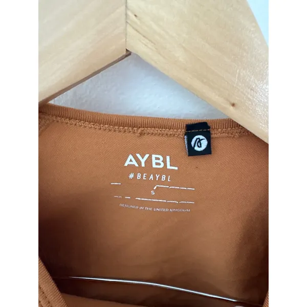 AYBL Womens Seamless Long Sleeve Crop Top‎ Burnt Orange Small Thumbholes Workout - Image 2
