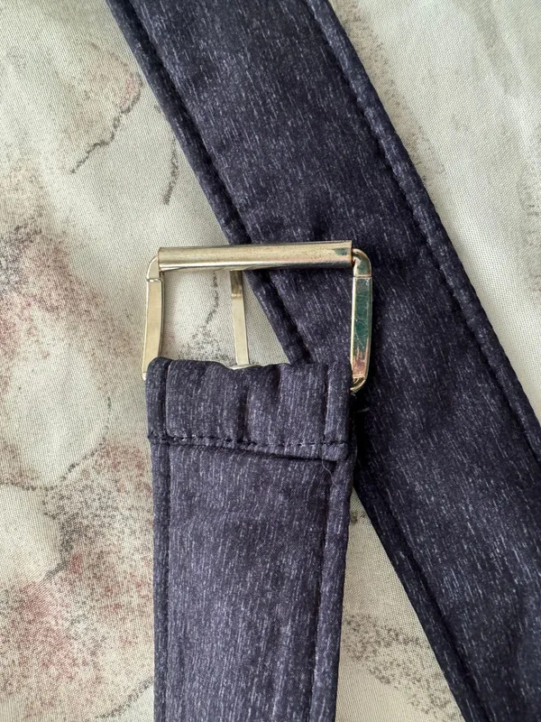 Navy Blue Canvas Fabric Belt with Silver Buckle, size 64” - Image 8