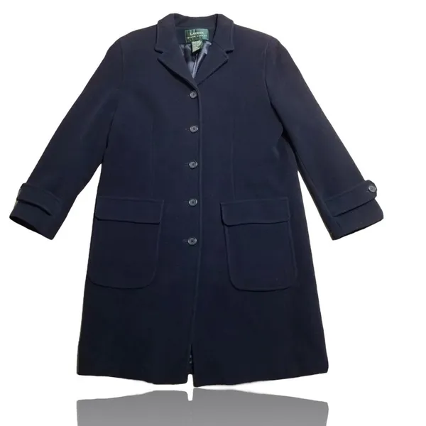 Lauren Ralph Lauren Lambs Wool Dress Work Casual Long Pea Coat Size 14 Pre-Loved - Image 2