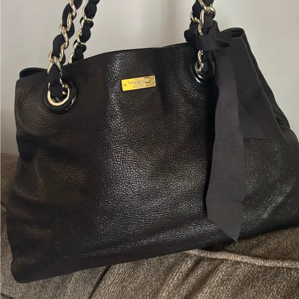 Rare🔥Authentic KATE SPADE Shimmery leather Bow Chain 3 compartments shoulder - Image 12