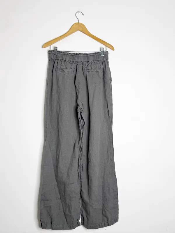 Michael Stars 100% Linen Wide Leg Pull-On Pants Gray Size M - Image 2