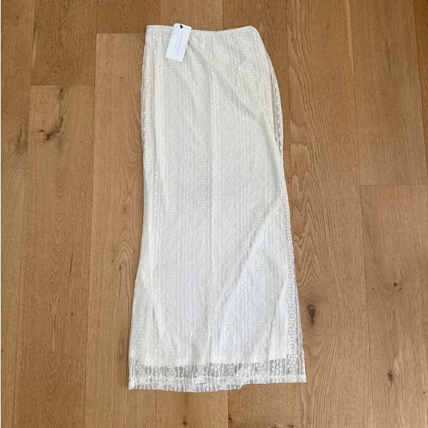 American Threads Maxi Skirt Lace Textured Size S Cream - Image 5