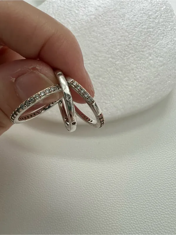 Vintage Style CZ Stack Ring Set 3-Piece Silver Plated Rings US Size 5 - Image 2
