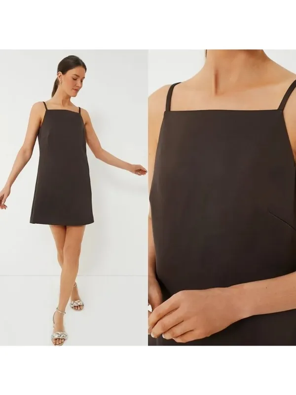 Tuckernuck Satin Lara mini shift dress in Chocolate Brown 6 New Womens - Image 8