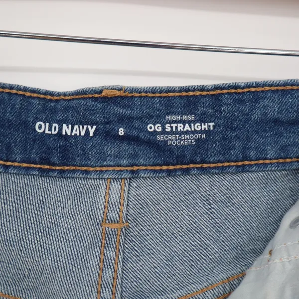Old Navy Shorts Womens 8 OG Straight Blue High Rise Distressed Raw Hem Excellent - Image 2