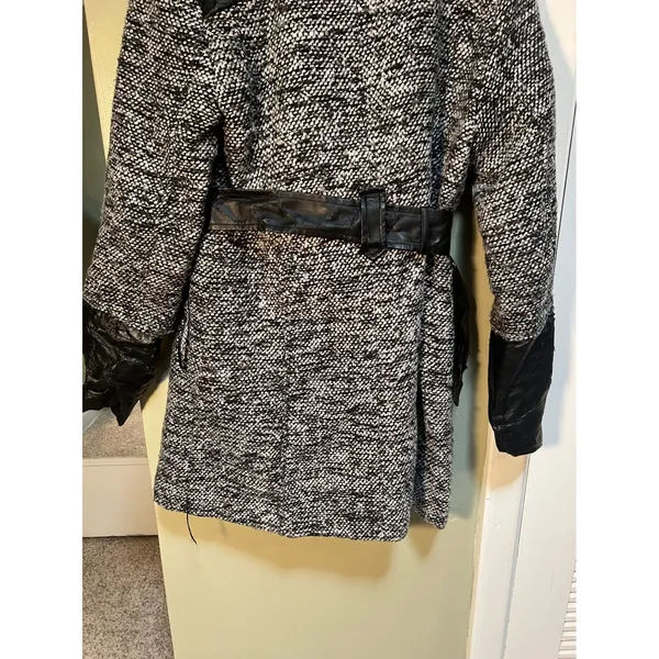 Yoki Outerwear Collection Womens Size Large Coat Jacket Black Gray Tweed Leather - Image 10