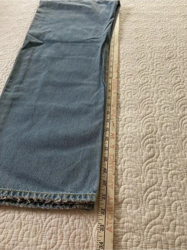 Etica Light Blue 100% Cotton High Waisted Button Fly Wide-Leg Jeans - Image 13