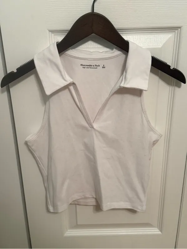 Abercrombie & Fitch Soft A&F Essentials White Polo Tank - Image 2
