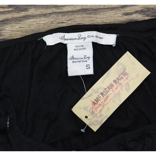 NWT American Rag Crochet-Trim Cold-Shoulder Blouse Shirt Top Classic Black S - Image 5