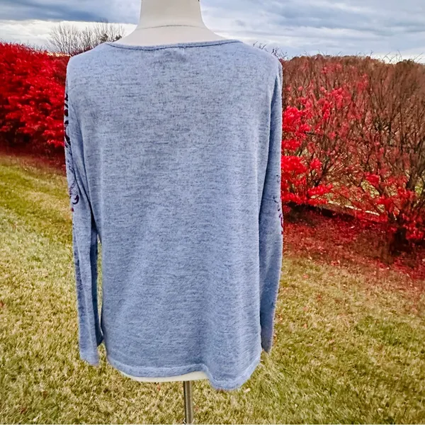 Live & Let Live Blue & Purple Printed Embellished Long Sleeve Top Women's - Image 11