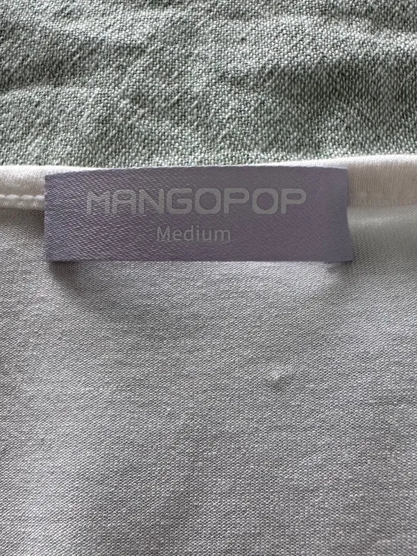 Mangopop Womens Medium Long Sleeve Deep V-Neck Cross Wrap Top White Flowy Boho - Image 3