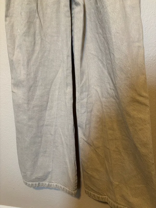 Pacsun Khaki Denim Wide Leg Overalls Size M - Image 7