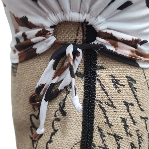 LE LIS Crop Top Womens Size M Cow Print Sleeveless Round‎ Neck Side Tie Bohemian - Image 3