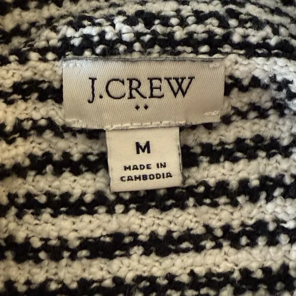 J.Crew Factory‎ Striped Mockneck Pullover Sweater Ivory Black Medium Preppy Twee - Image 5