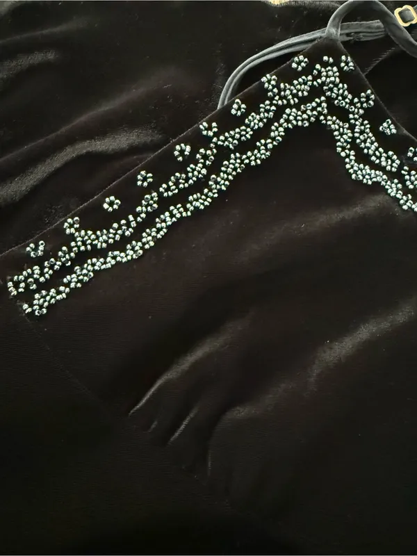 Karen Kane Velvet Black Cami Top Size Medium Beaded neckline - Image 5