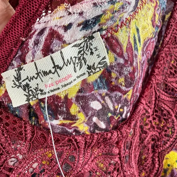 Free People Intimately Dress SZ Medium Marsha Lace Slip NWT Wine Floral Boho - Image 7