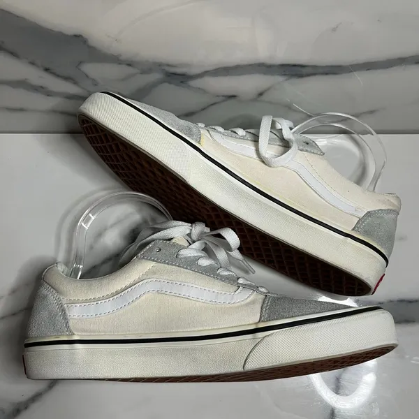 Vans Skateboard Women's Cream Gray Low Top Suede Leather Sneakers Sz 9.5 Classic - Image 6
