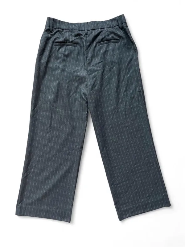 Reformation Mason Pant Size 12 Grey Pinstripe Wide Leg Pleated Trousers - Image 2