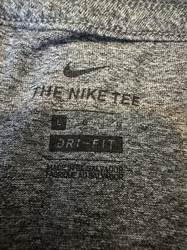 Nike Heathered Charcoal Gray Performance Tee with White Swoosh - Image 3