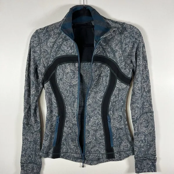 lululemon athletica Define Jacket Brushed‎ Herringbone Gray Blue Alberta size 6 - Image 8