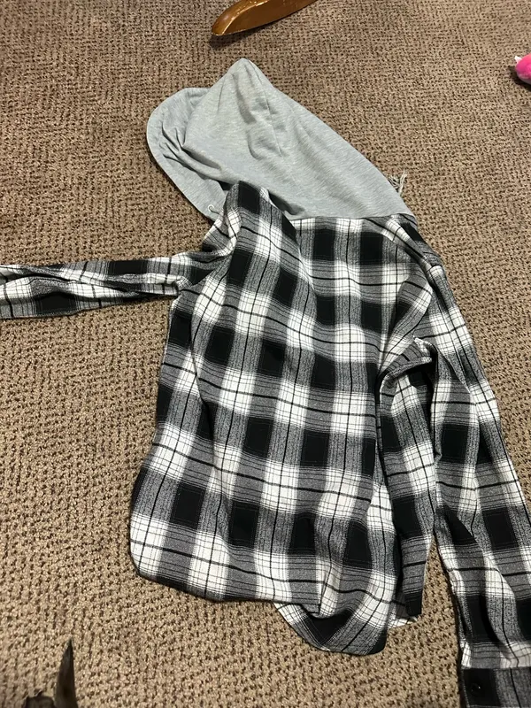 Shein Flannel Hooded Shirt - Image 2