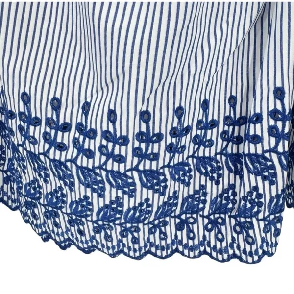 Tuckernuck Cinzia Blue Stripe Eyelet Midi Skirt Medium NWT - Image 9